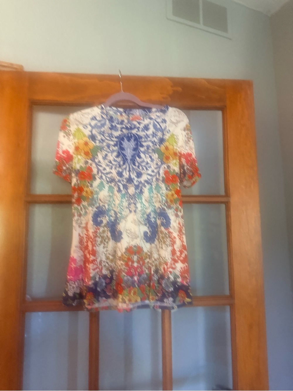 Johnny Was Multicolored Floral Paisley Short Sleeve Tunic